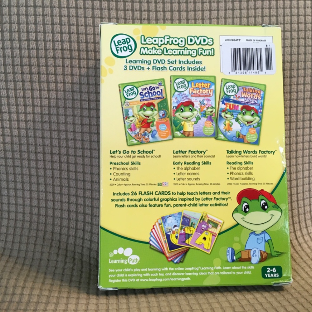 Leap Frog Learning DVD Set with Flashcards - Picture 2 of 8